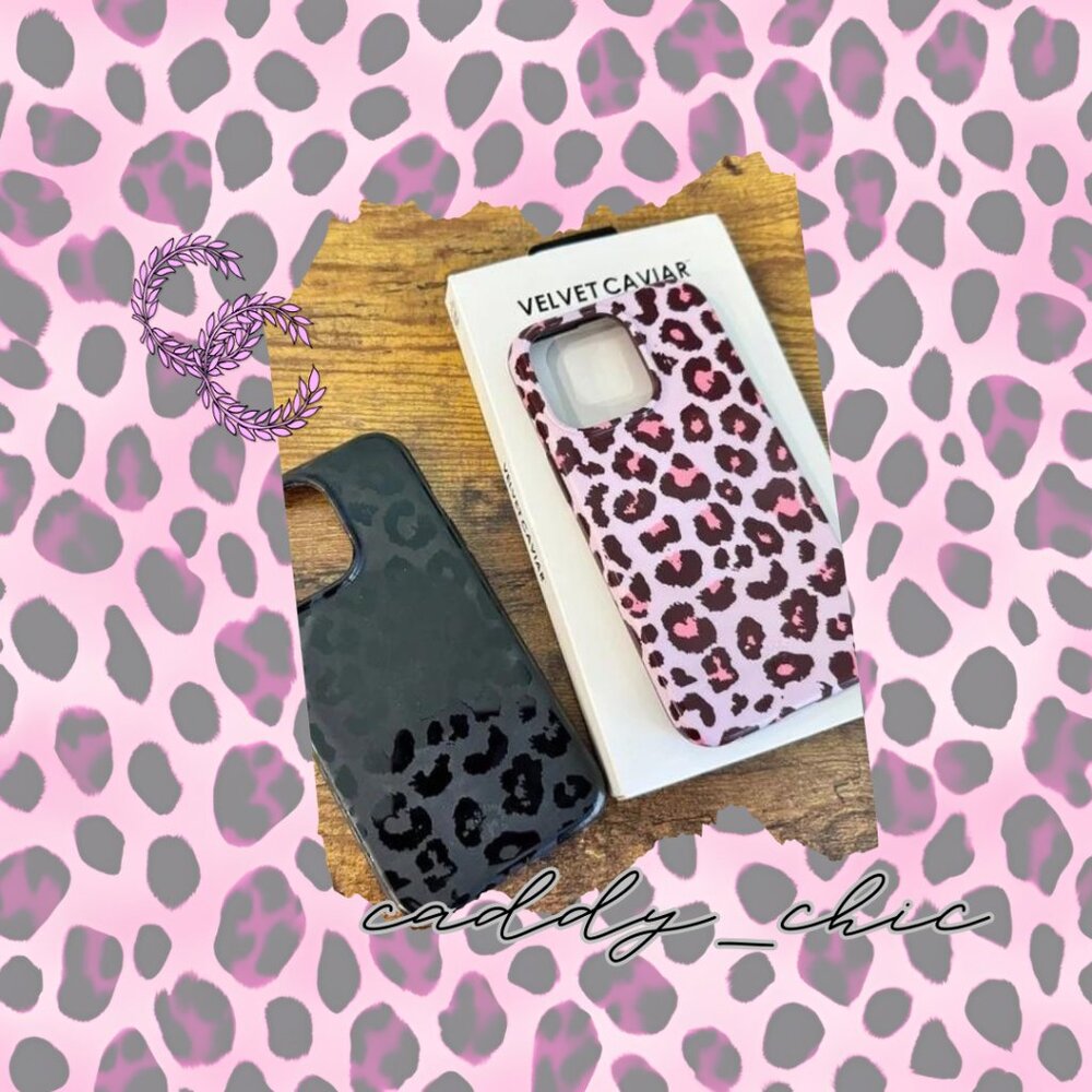 Bundle of 2 Leopard Print Magsafe iPhone 13 Pro cases by Velvet Caviar